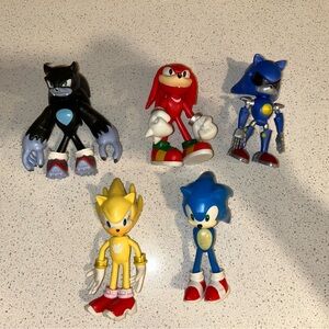 SONIC THE HEDGEHOG Gacha Tomy 5" Figure Set SUPER SONIC/METAL/WEREHOG/KNUCKLES